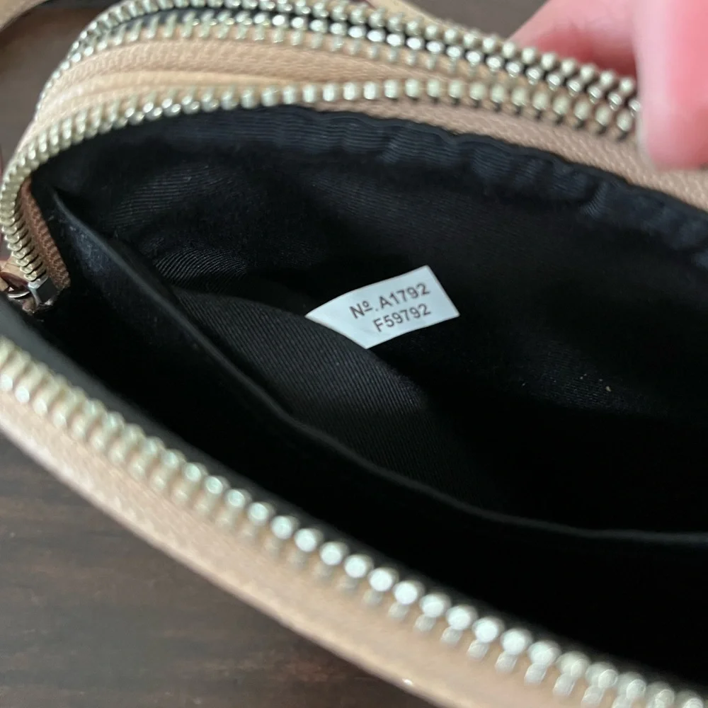 Coach Soft Leather Double Zipped Purse, Crossbody with Perforated Butterflies